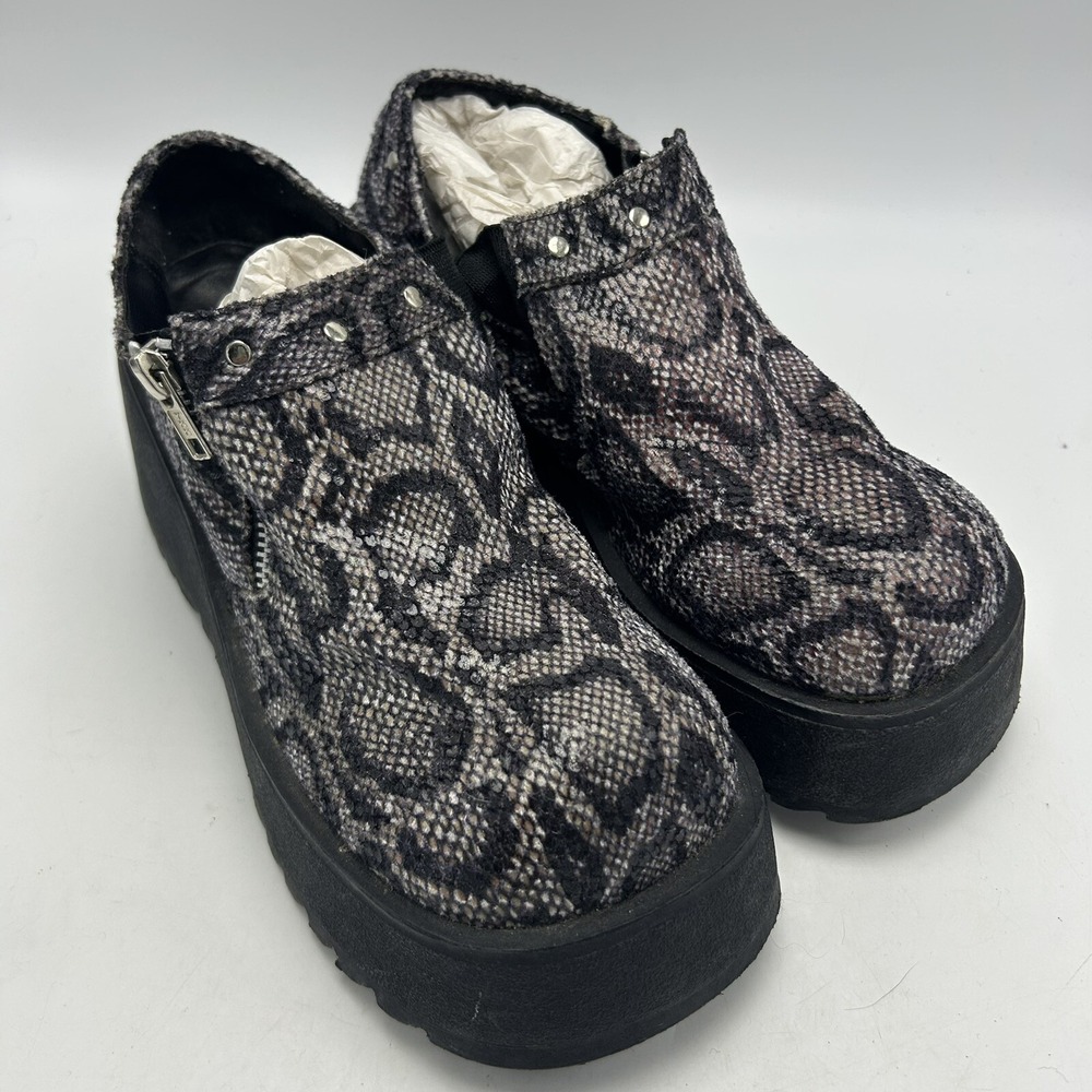 Vintage Loafers Womens 7.5 Y2K Chunky Platform Faux Snakeskin 90s Hippie Read